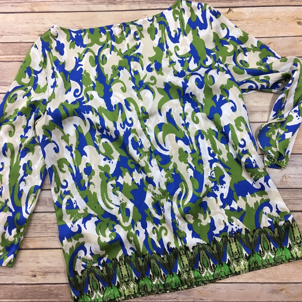 Jones New York Patterned Color Block On Top Blouse - image 4